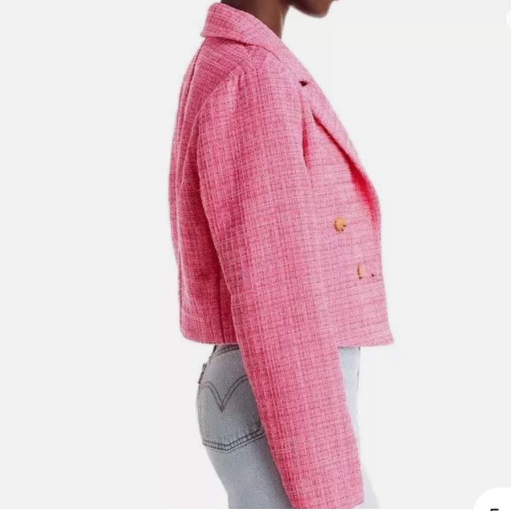 Aqua Pink Cropped Tweed Blazer - Picture 6 of 11